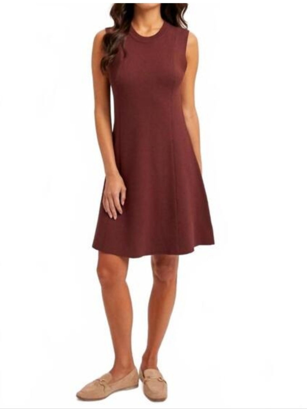 Hem & Thread Sleeveless A-Line Dress in Burgundy